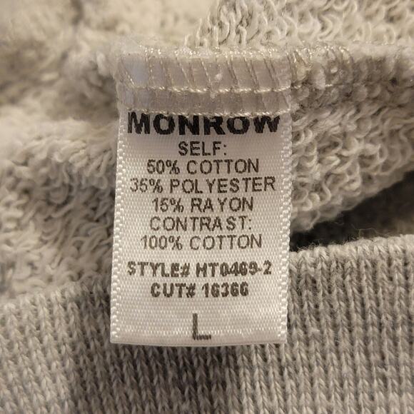 MONROW Cozy Stardust Flocking Star Sweatshirt Gray Athleisure Loungewear Soft  L - Picture 9 of 11